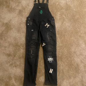 Black custom overalls